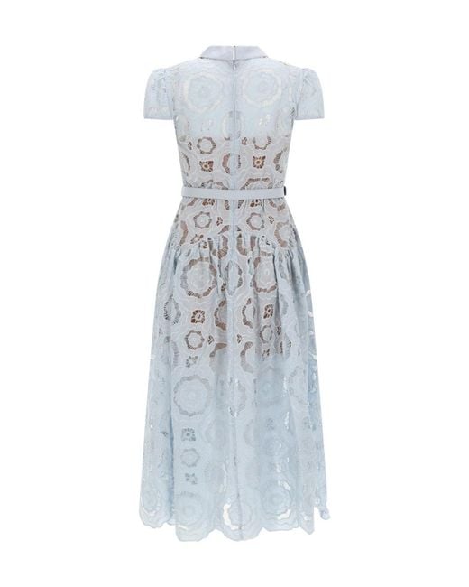 Self-Portrait Blue Light Midi Dress