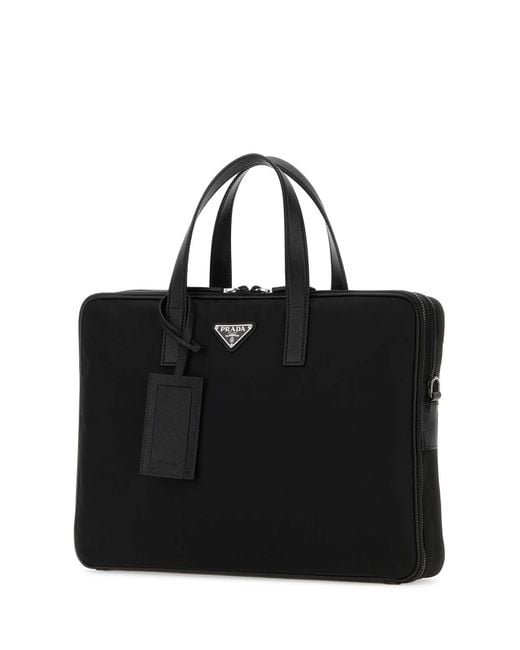 Prada Black Nylon Brief Case
