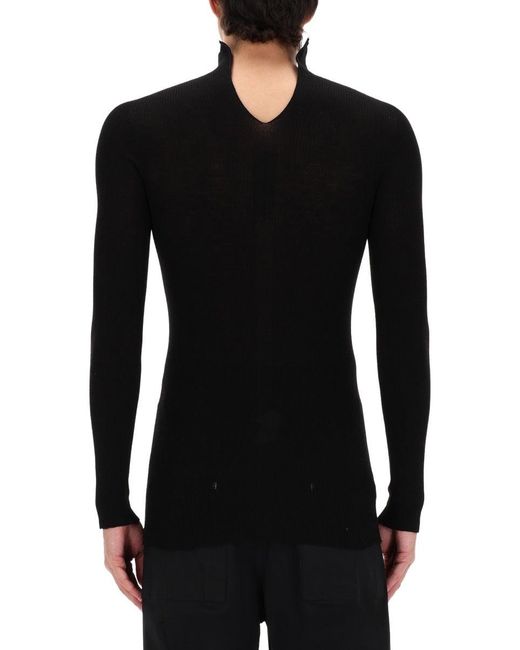 Rick Owens Black Shirt Collar Sweater for men