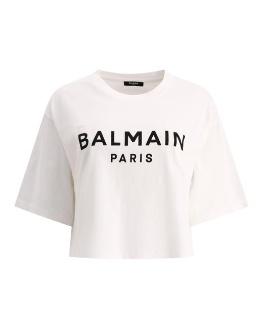 Balmain White Cropped T -Shirt
