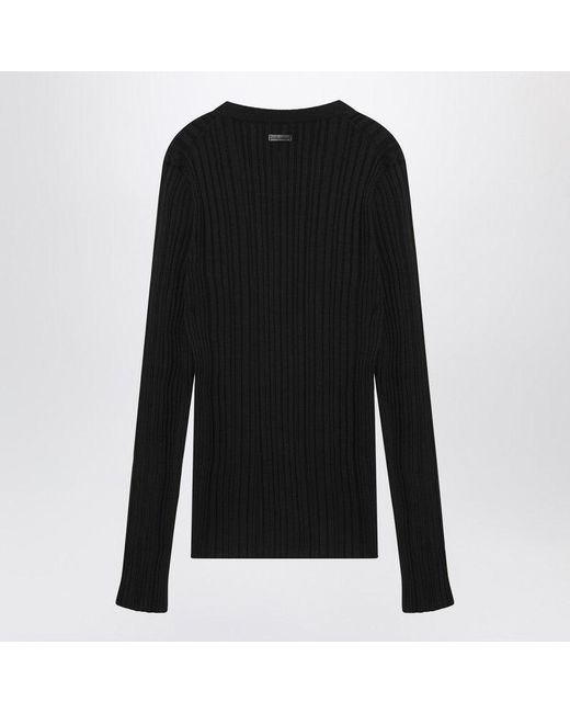 Dolce & Gabbana Black Ribbed And Sweater for men