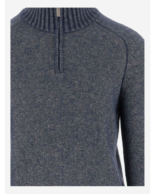 K-Way Wool Blend Sweater Met Ritssluiting Bij De Nek in het Blue voor heren