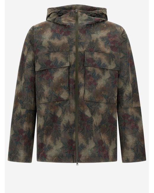 Herno Gray Tropical Pattern Ripstop Parka