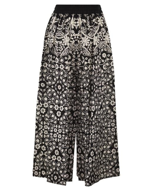 Weekend by Maxmara Gray Wkipalanca – Wide-Leg Printed Cotton Trousers