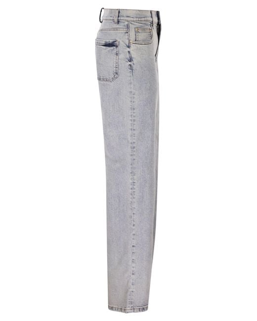 Fabiana Filippi Gray Five-Pocket Denim Trousers With Diamond Detailing