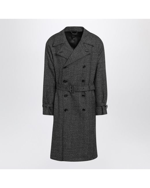 Dolce & Gabbana Black Wool Doublebreasted Coat for men