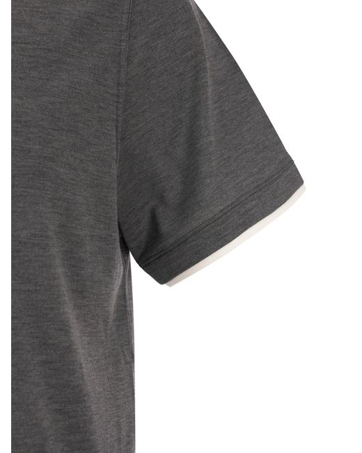 Brunello Cucinelli Seide und Baumwoll -T -Shirt in Gray für Herren