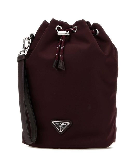 Prada Purple Burgundy Fabric Clutch for men
