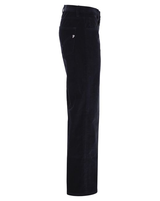 Dondup Blue Jacklyn Wide Leg Corduroy Trousers