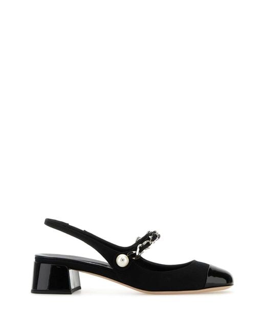 Miu Miu White Canvas And Leather Pumps