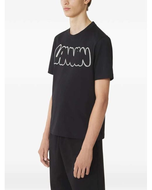 Lanvin Black T Shirt With Applique