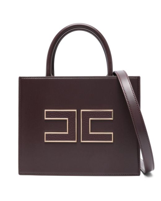 Elisabetta Franchi Brown Kleine Handtasche mit Logo-Prägung