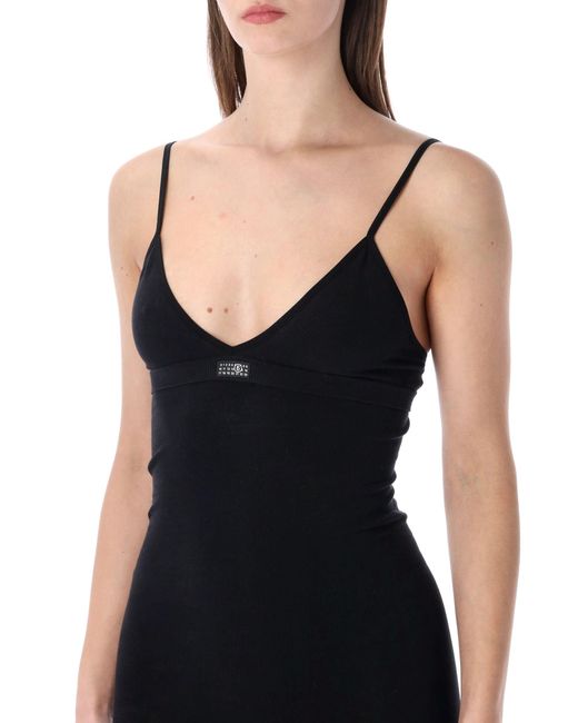 MM6 by Maison Margiela Black Abito Sottoveste Senza Cuciture Di