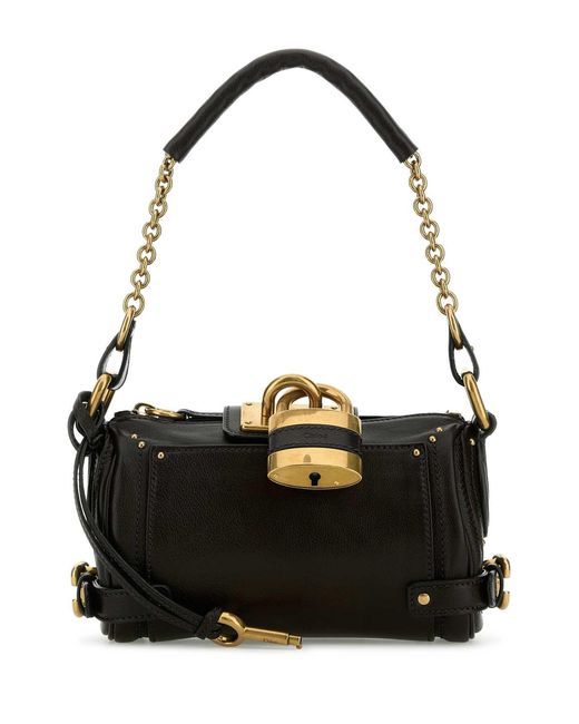 Chloé Black Leather Small Paddington Shoulder Bag
