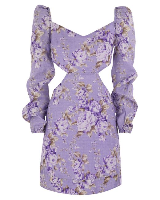 Mc2 Saint Barth Jara Mini -jurk Met Bloemen in het Purple