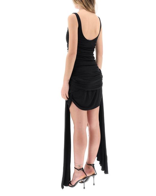 Mugler Black Drapierte ein Mini -Kleid mit Seitenzügen
