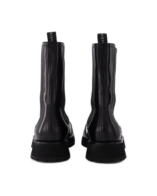 McQueen Black Ankle Boots With Studs