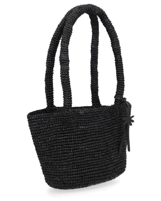 Manebí Black Raffia Shoulder Bag