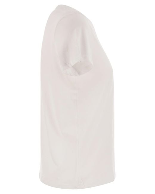 Majestic White Crew-Neck Short-Sleeved Cotton T-Shirt