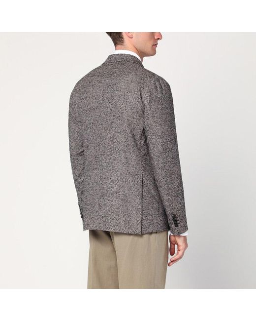 Tagliatore Gray Patterned Double-Breasted Jacket for men