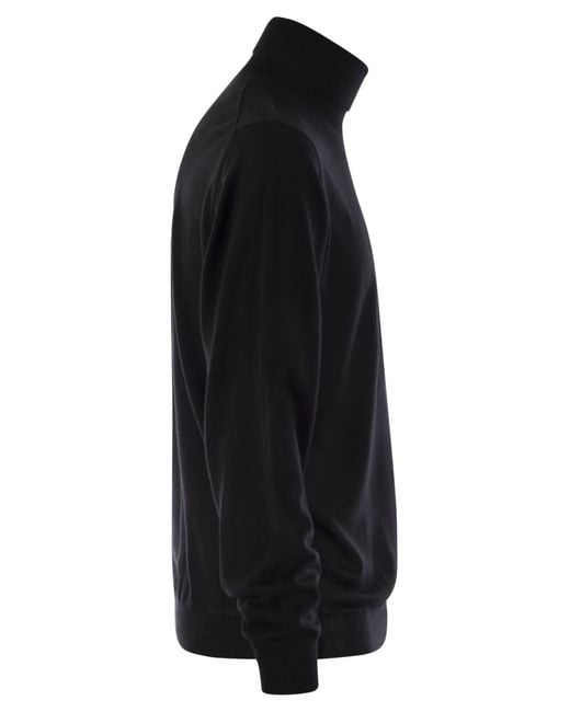 Fedeli Black Turtleneck Sweater for men