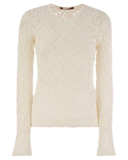 Max Mara Natural Gennaio Tight Fitting Cloqué Lace Jersey