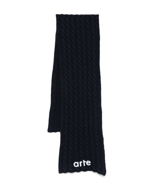 Arte' Blue Textured Logo Scarf for men