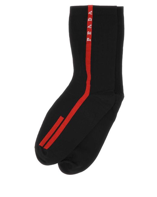 Prada Schwarze Polyestersocken in Black für Herren