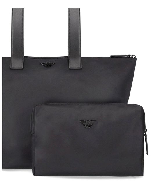 Emporio Armani Black Nylon Shopping Bag