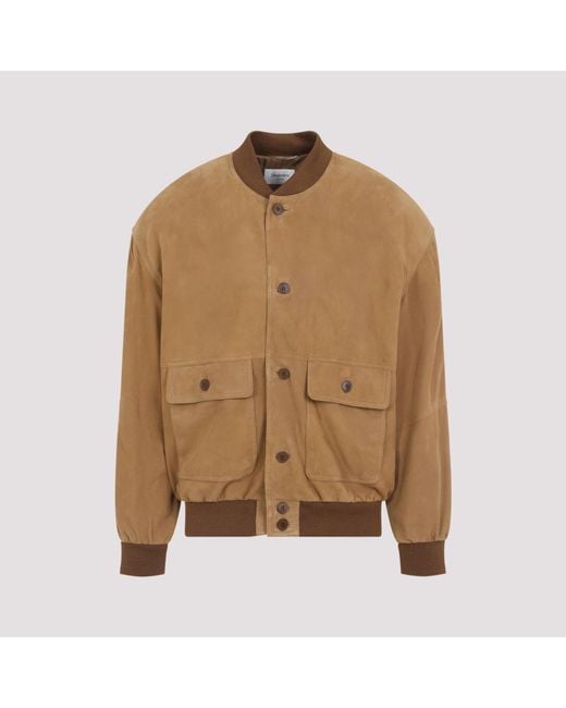 Saint Laurent Brown Solid Bomber Jacket for men