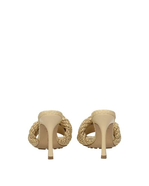 Bottega Veneta Metallic Lido Sandals Raffia/Sugar Cane