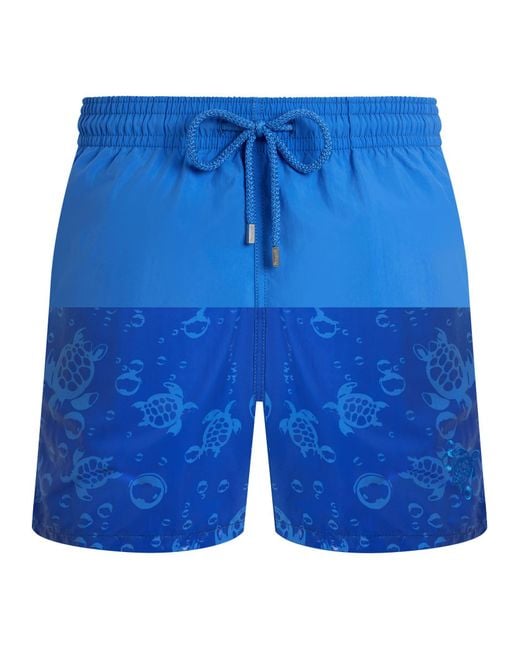 Vilebrequin Blue Swim Shorts With Gradient And Water-Reactive Turtle Print for men