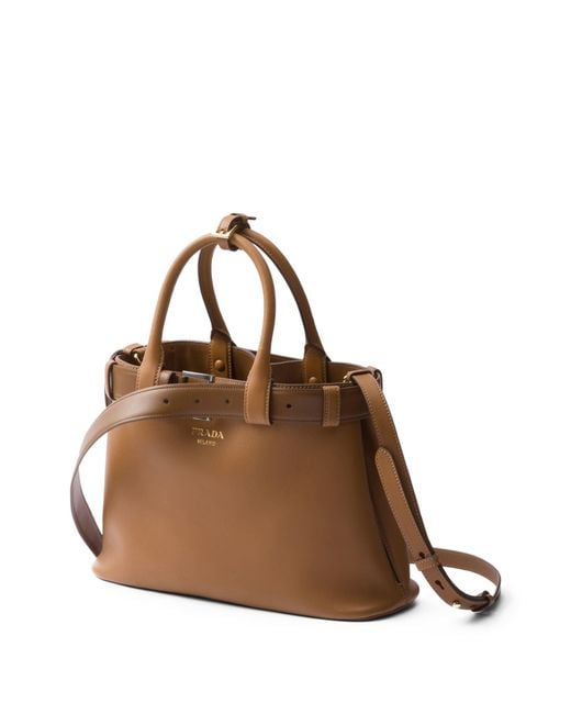 Prada Brown Medium Belted Leather Handbag