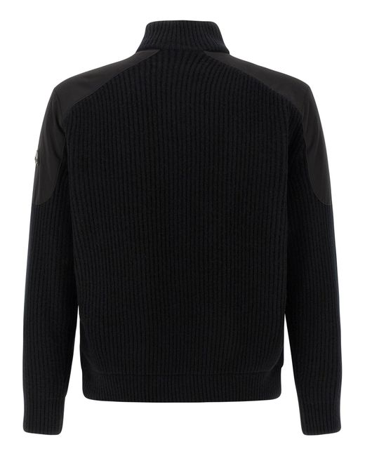 Moose Knuckles Black 'Magnus Knit Hybrid' Bomber Jacket for men
