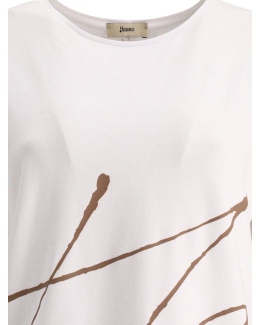 Herno Natural T Shirt With 3 D Print
