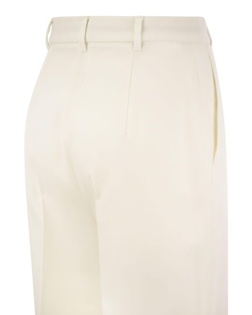 Max Mara Studio White Agami Wool Crepe Trousers