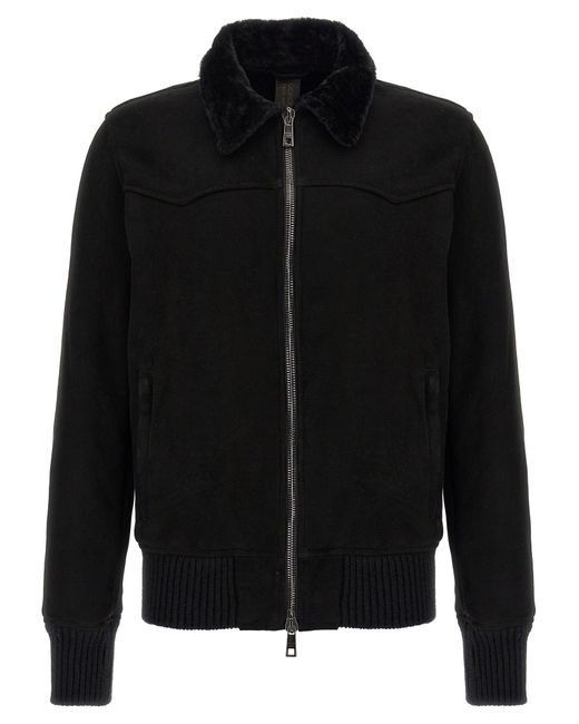 Giorgio Brato Sheepskin Bomber Jacket in het Black voor heren