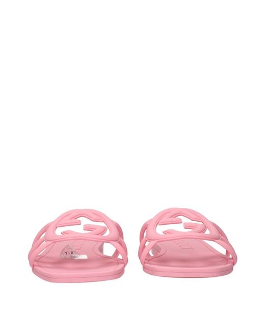 Gucci Pink Flip Flops And Clogs Rubber
