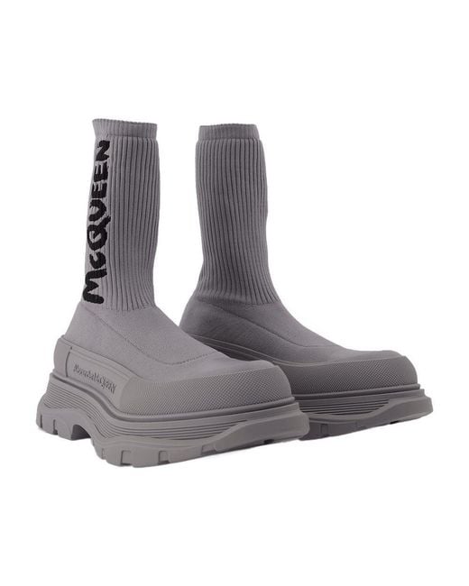 McQueen Gray Sock Boots