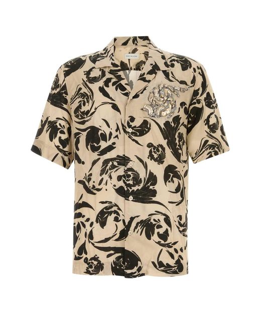 Dries Van Noten White Printed Viscose Carltone Shirt for men