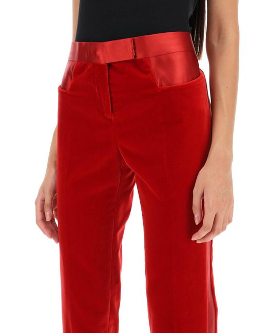 Tom Ford Red Velvet Hosen mit Satinbändern