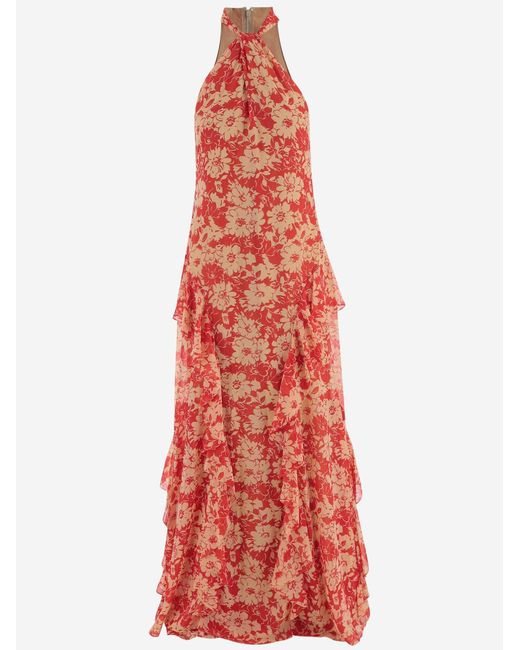 Ralph Lauren Red Dress Nylon Floral Print