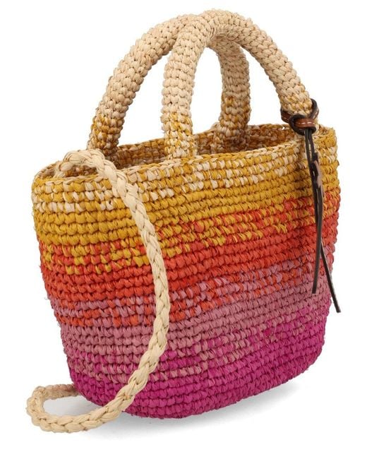 Manebí Pink Handbag Panier Mini Raffia