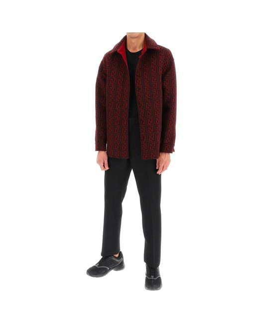 Fendi Red Wool Ff Monogram Jacket for men