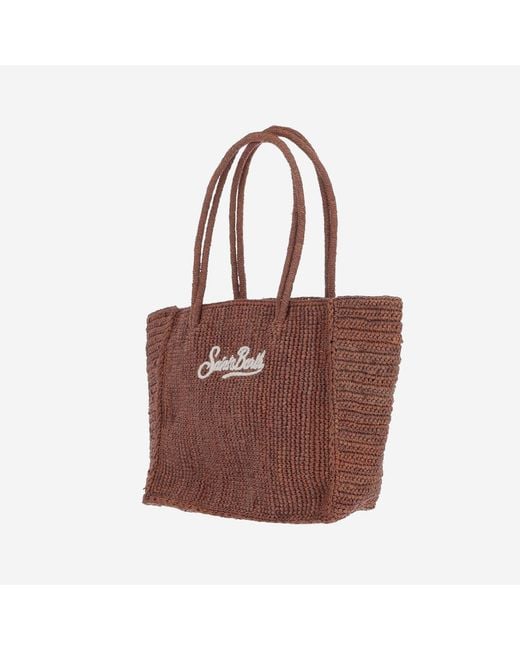 Mc2 Saint Barth Red Rafiya Handbag With Logo