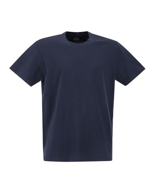 Paul & Shark Blue Garment Dyed Cotton Jersey T-Shirt for men