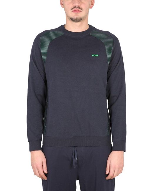 Boss Blue Crowling Front Logo Jersey for men