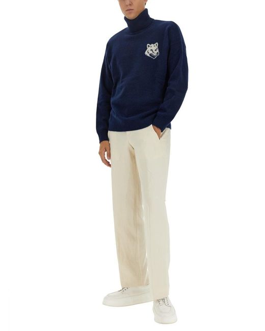 Maison Kitsuné Blue Maison Kitsuné Fox Head Jersey for men