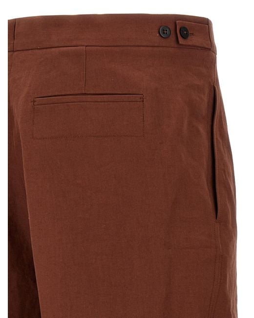 Zegna Oasi Lino -broek in het Brown voor heren