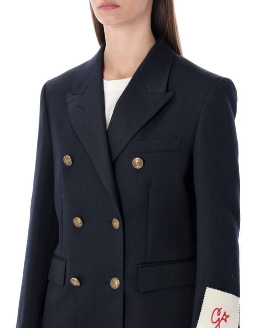 Golden Goose Deluxe Brand Blue Double-Breasted Blazer With Buttons
